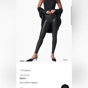 Never Worn SPANX Faux Leather Leggings, Size M, Petite